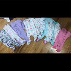 8 size 0-3 month baby girl sleepers